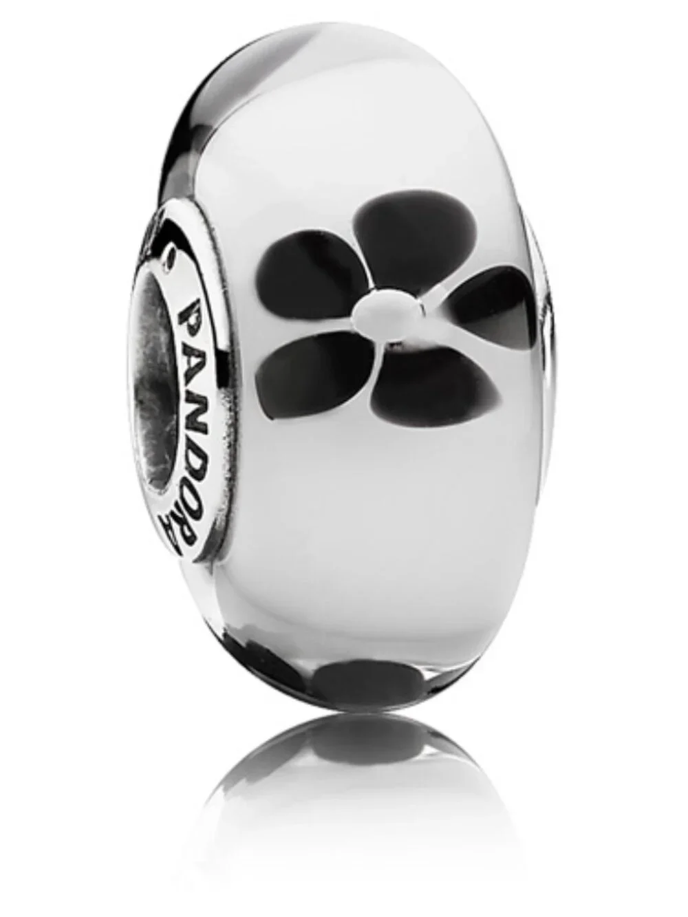 Pandora Black Blossom Murano Glass Charm